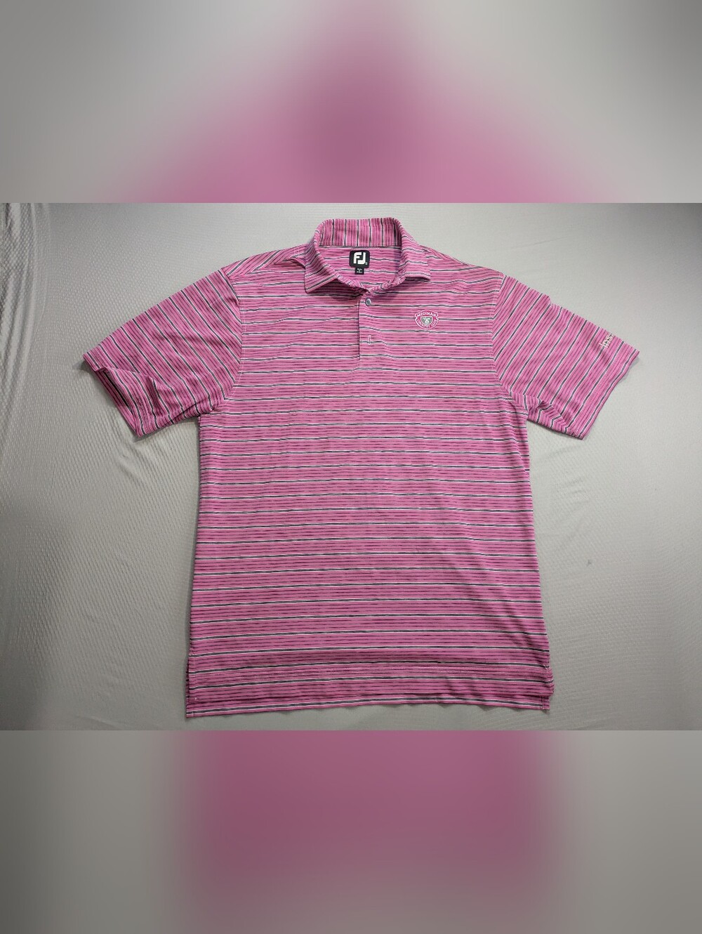 Footjoy Medinah Country Club Course Pink Striped Polo Shirt Mens Medium